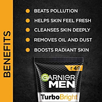 GARNIER MEN TURBO BRIGHT ANTI-POLLUTION DOUBLE ACTION FACE WASH GARNIER MEN TURBO BRIGHT ANTI-POLLUTION DOUBLE ACTION FACE WASH