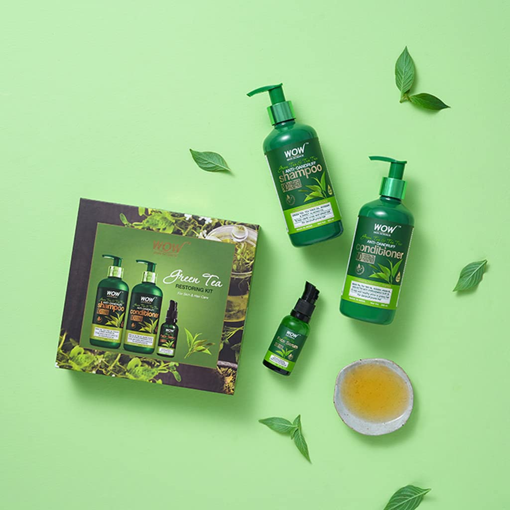 WOW SKIN SCIENCE GREEN TEA SHAMPOO, CONDITIONER & FACE SERUM WOW SKIN SCIENCE GREEN TEA SHAMPOO, CONDITIONER & FACE SERUM