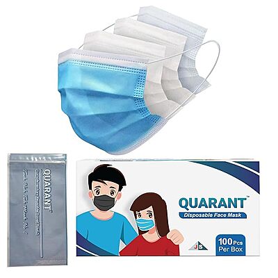 QUARANT MELTBLOWN - DUAL SMMS FABRIC 4 PLY ANTI POLLUTION DISPOSABLE FACE MASK, UNIT COUNT 100