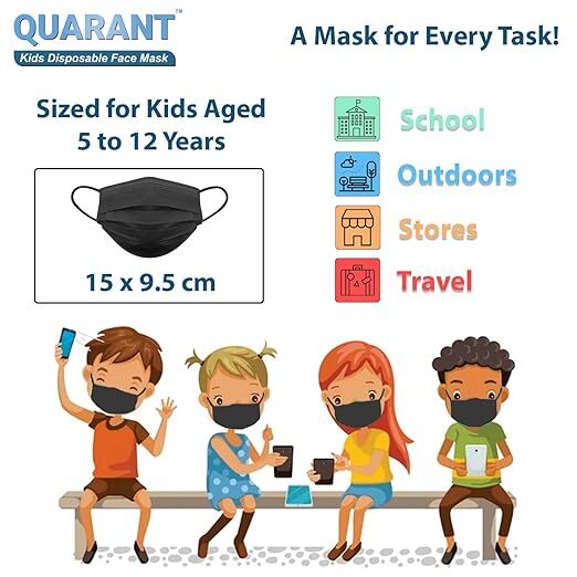 QUARANT MELTBLOWN FABRIC KIDS 3 PLY DISPOSABLE FACE MASK, BLUE QUARANT MELTBLOWN FABRIC KIDS 3 PLY DISPOSABLE FACE MASK, BLUE