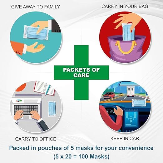 QUARANT MELTBLOWN FABRIC 3 PLY DISPOSABLE FACE MASK POLLUTION FREE
