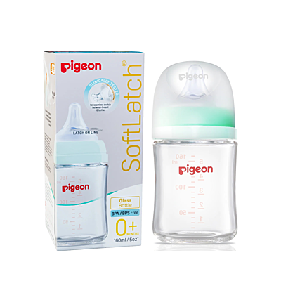 PIGEON WN3 GLASS NURSING BOTTLE WITH NIPPLE 160ML