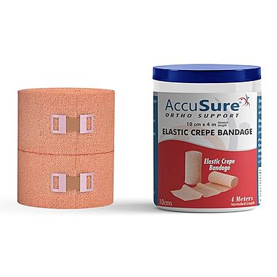 ACCUSURE ELASTIC CREPE BANDAGE WITH HOOK & LOOP CLOSURE