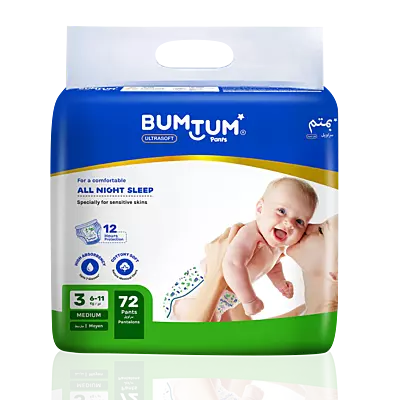 BUMTUM BABY DIAPER PANTS MEDIUM 72 COUNT