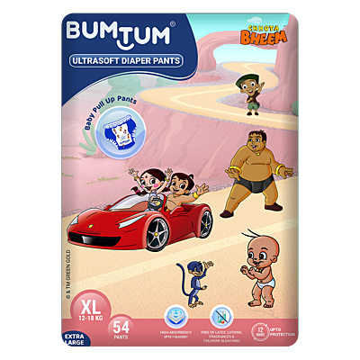 BUMTUM CHHOTA BHEEM DIAPER PANTS EXTRA LARGE 54 COUNT