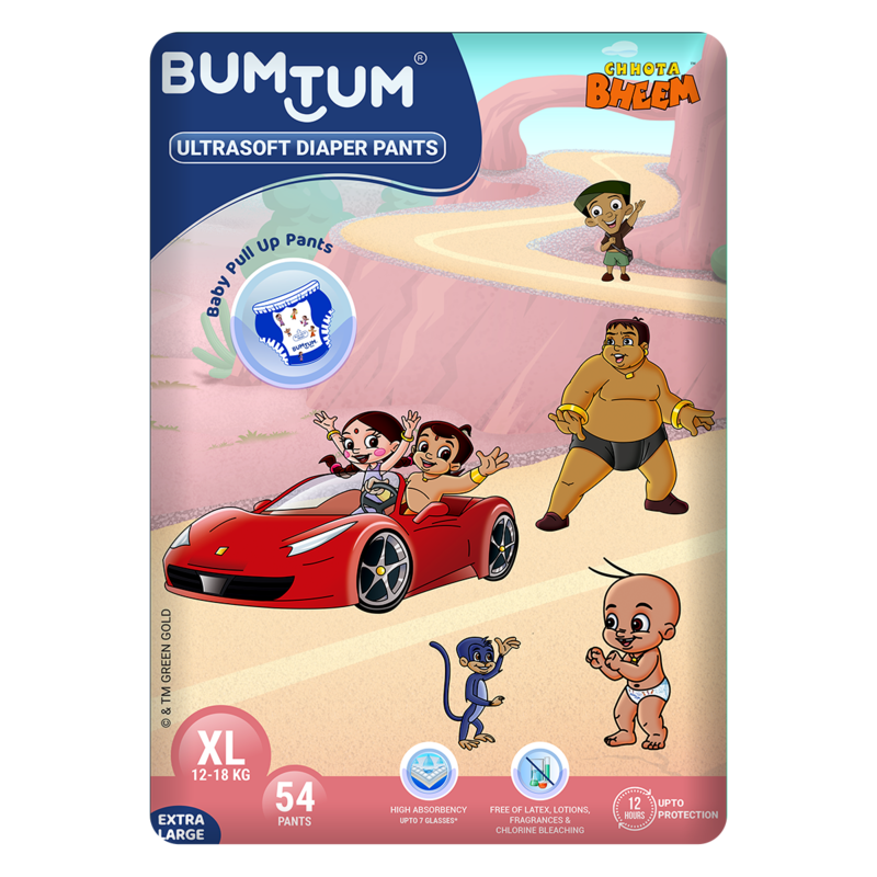 BUMTUM CHHOTA BHEEM DIAPER PANTS EXTRA LARGE 54 COUNT BUMTUM CHHOTA BHEEM DIAPER PANTS EXTRA LARGE 54 COUNT