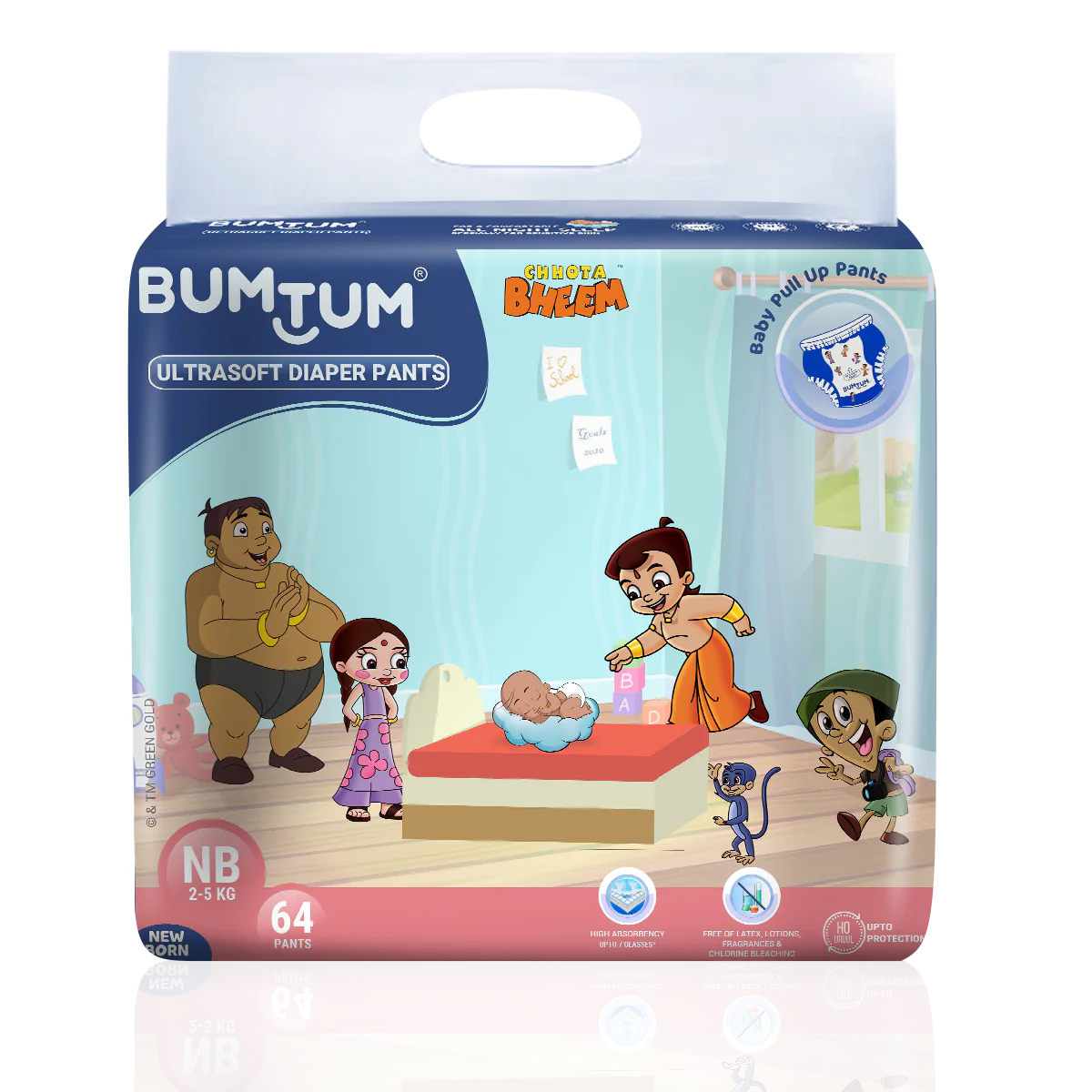 BUMTUM PREMIUM CHHOTA BHEEM PANTS NEW BORN 64 COUNT BUMTUM PREMIUM CHHOTA BHEEM PANTS NEW BORN 64 COUNT