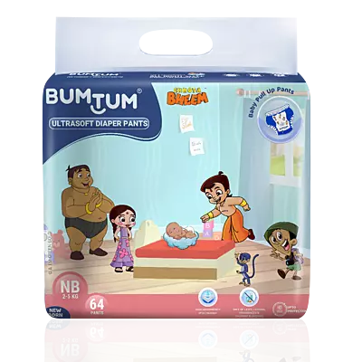 BUMTUM PREMIUM CHHOTA BHEEM PANTS NEW BORN 64 COUNT