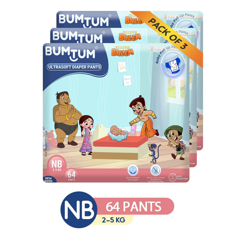 BUMTUM PREMIUM CHHOTA BHEEM PANTS NEW BORN 64 COUNT BUMTUM PREMIUM CHHOTA BHEEM PANTS NEW BORN 64 COUNT