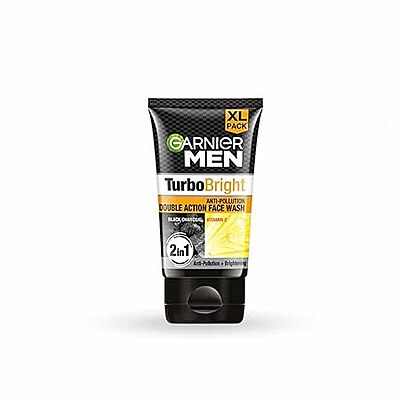 GARNIER MEN TURBO BRIGHT ANTI-POLLUTION DOUBLE ACTION FACE WASH