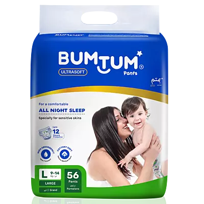 BUMTUM BABY DIAPER PANTS LARGE 56 COUNT