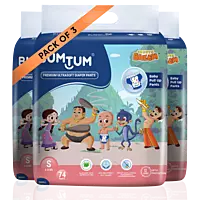 BUMTUM CHHOTA BHEEM DIAPER PANTS SMALL 74 COUNT BUMTUM CHHOTA BHEEM DIAPER PANTS SMALL 74 COUNT