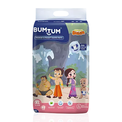 BUMTUM CHHOTA BHEEM DIAPER PANTS EXTRA LARGE 48 COUNT
