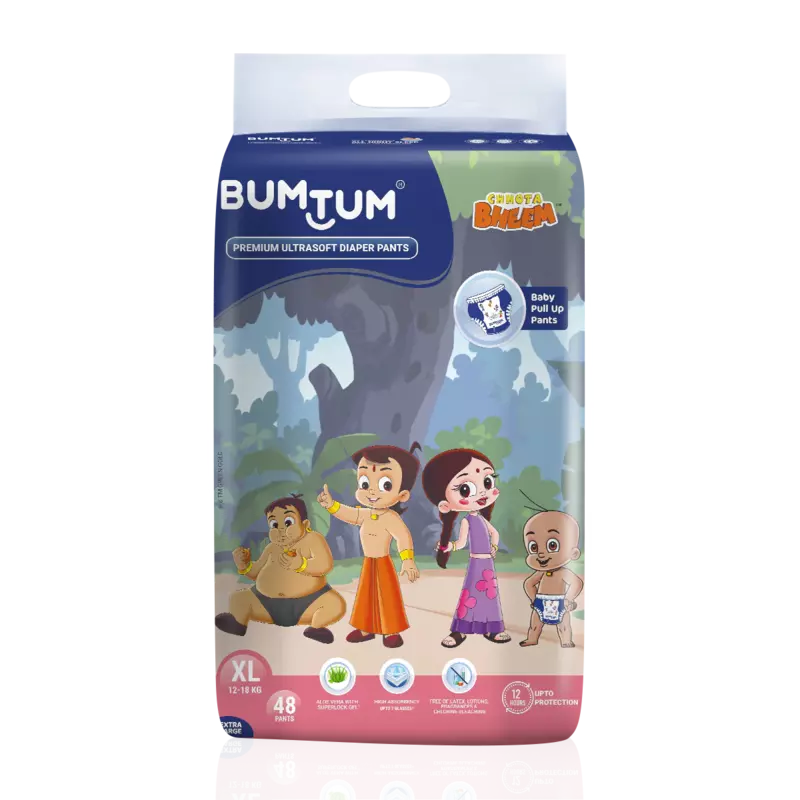 BUMTUM CHHOTA BHEEM DIAPER PANTS EXTRA LARGE 48 COUNT BUMTUM CHHOTA BHEEM DIAPER PANTS EXTRA LARGE 48 COUNT