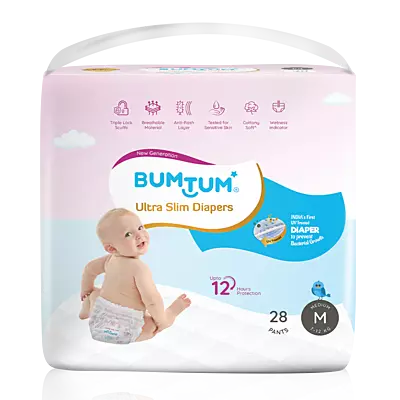 BUMTUM ULTRA SLIM DIAPER PANTS UV PROTECTED MEDIUM 28 COUNT