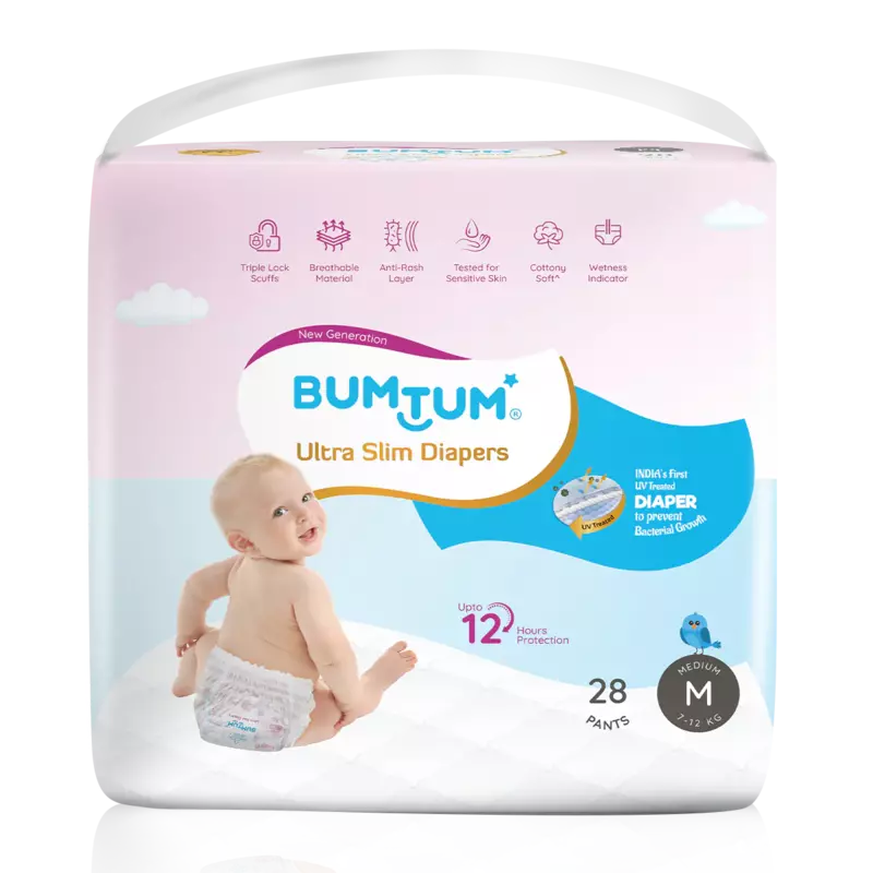 BUMTUM ULTRA SLIM DIAPER PANTS UV PROTECTED MEDIUM 28 COUNT BUMTUM ULTRA SLIM DIAPER PANTS UV PROTECTED MEDIUM 28 COUNT