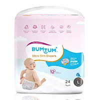 BUMTUM ULTRA SLIM DIAPER PANTS UV PROTECTED LARGE 24 COUNT BUMTUM ULTRA SLIM DIAPER PANTS UV PROTECTED LARGE 24 COUNT